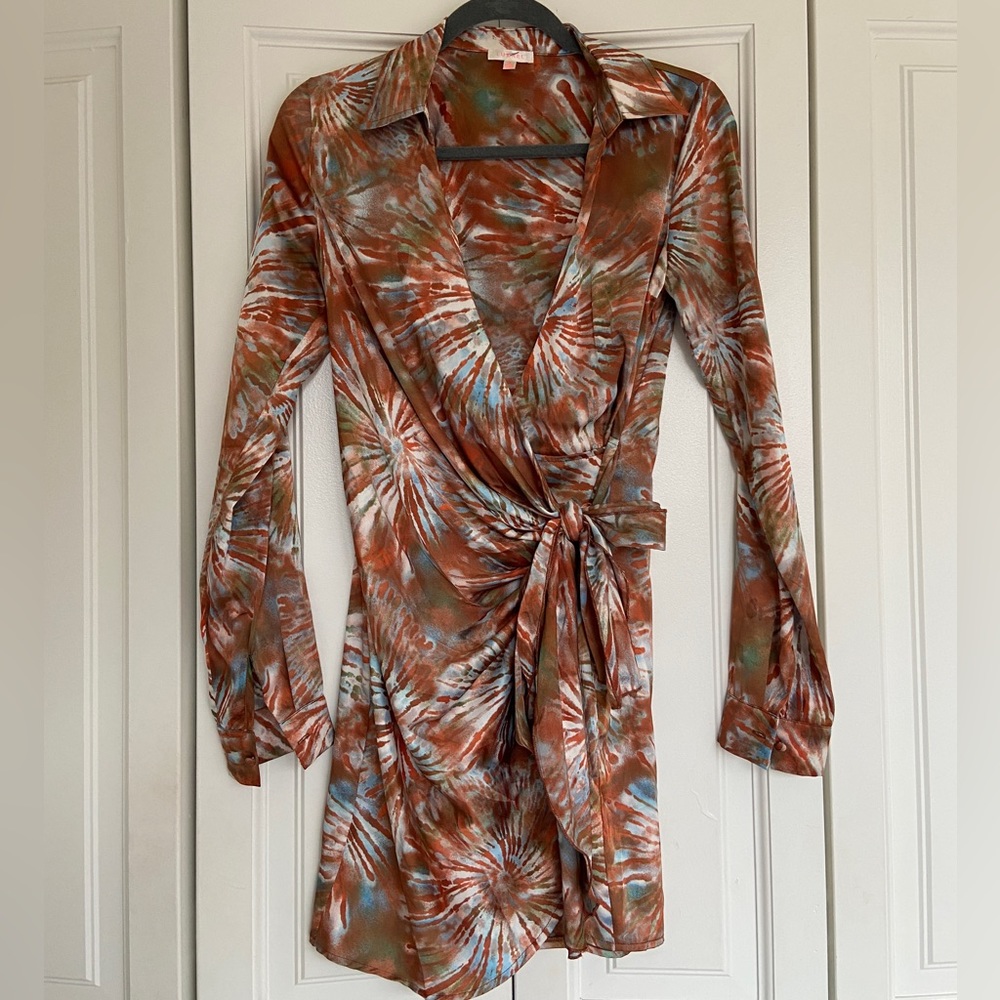 Patterned Satin Dress